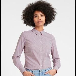 Banana Republic Women's Maroon Striped Riley Tailored-Fit Shirt Size 6 Tall